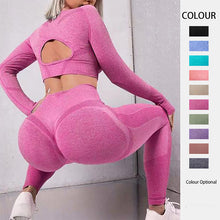 Load image into Gallery viewer, Chic &amp; Functional: 2pcs Sports Suits with Hollow Design Tops and Leggings - Stylish Gym Sportswear for Ultimate Comfort and Performance
