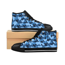 Load image into Gallery viewer, Camo Heart Blue Women&#39;s High-top Sneakers - Helsey Quintoe

