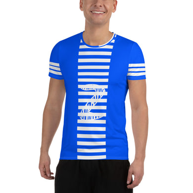 Z W Stripes Blue Men's Athletic T-shirt - Helsey Quintoe
