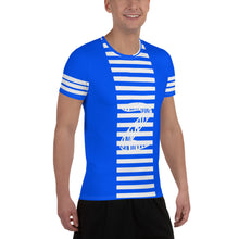 Load image into Gallery viewer, Z W Stripes Blue Men&#39;s Athletic T-shirt - Helsey Quintoe
